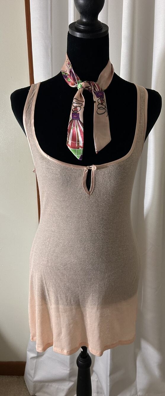 Skims NWOT Sheer Rib Mini Slip Dress Villa Peach Size Medium